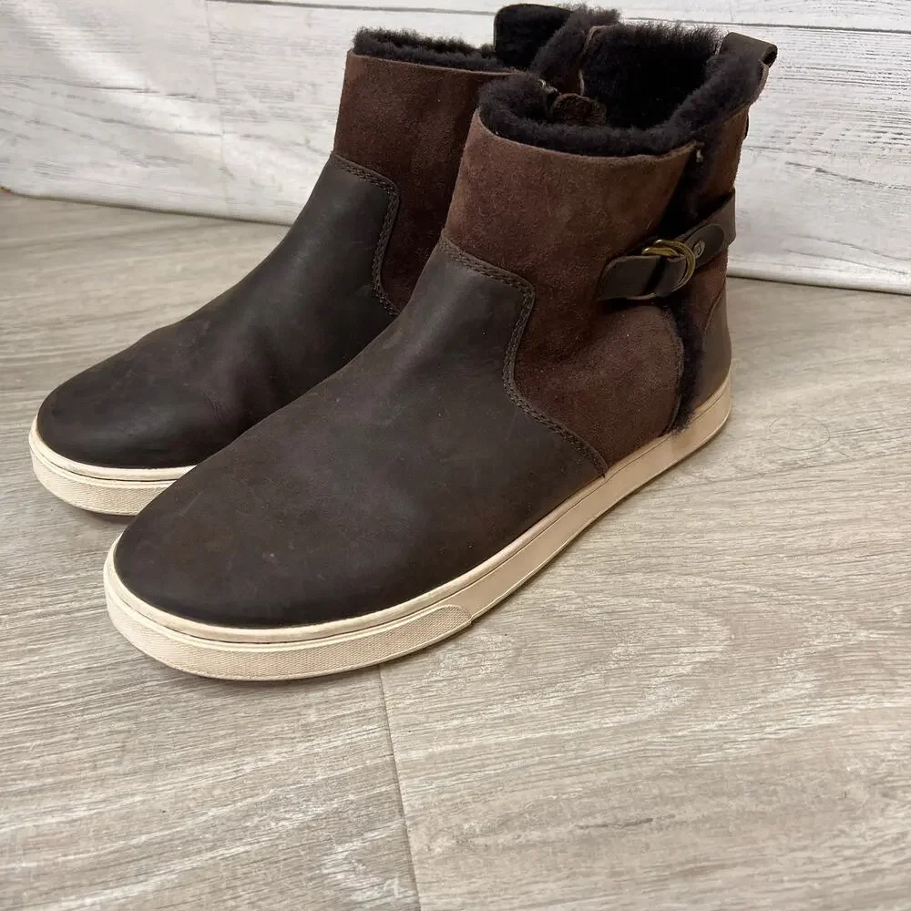 Olukai Boots Womens Size W 9.5 Brown Pehuea Hulu Leather Australia Fall Wear